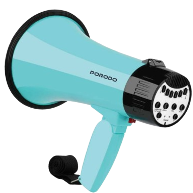 Porodo Kids Megaphone, Clear & Load Sound, Lightweight & Portable, High Power Output - Sky Blue