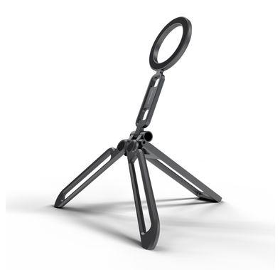 Porodo Holdflex Foldable Phone Holder with Aluminum Magnetic Stand, Quick Installation, Horizontal & Vertical Viewing, Aluminum Alloy & Silicone Material, Compatible with 4"-8" Smartphones - Gray