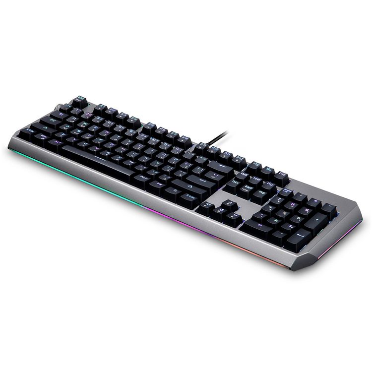 Porodo Gaming Wired Full Keyboard with Red Gateron Switch, Anti-ghosting Keys, Macro Software, English and Arabic Layout, 50 Million Clicks Lifespan, Volume Knob, 104 Pieces Keys - Black