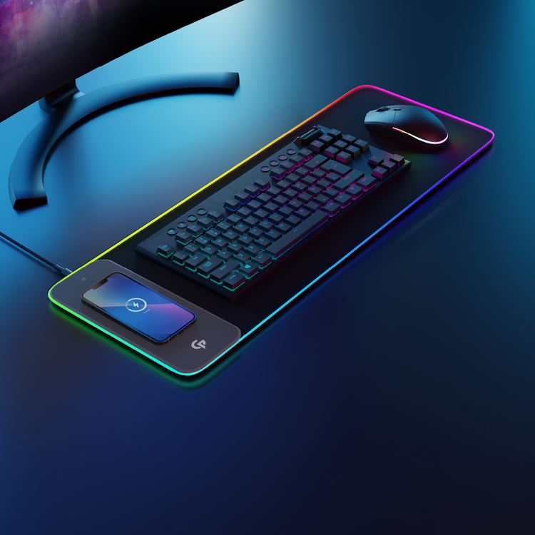 Porodo RGB Gaming Mouse Pad With 15W Fast Wireless Charger - Black