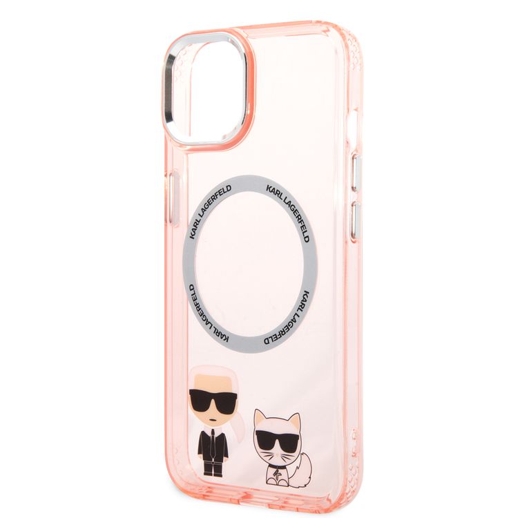 Karl Lagerfeld Magsafe PC/TPU Case with Ring Wireless Chargeable iPhone 14 Pro Compatibility - Pink