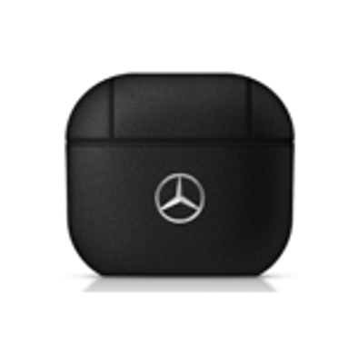 CG MOBILE Mercedes-Benz Leather Case with Metal Logo Compatible for AirPods Pro Scratch Resistant, Shock Absorption, Drop Protection, & Dustproof Protective Cover Officially Licensed - Black