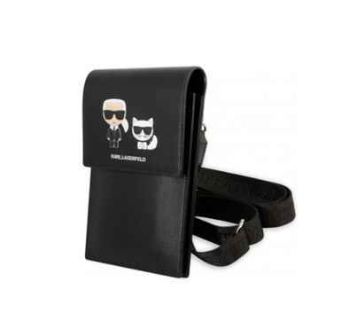 KARL WALLET CB W/Cord Saffiano Pin KC, Scratch-Resistant, Elegant and Trendy - Black