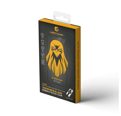 واقي شاشة Liberty Guard كامل الحواف المستديرة لهاتف iPhone 13 Pro Max مع فلتر غبار ومضاد للصدمات والتأثير - أسود