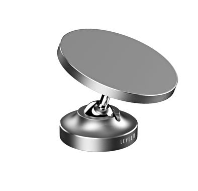 Levelo Magnifica Magnetic Phone Holder Stand with Stainless Steel Material, 360° Rotation, Phone Mount, Foldable Design, Magsafe Compatible,Versatile Use - Silver