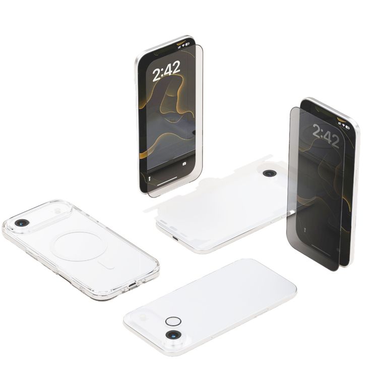 Porodo 360° Shield Series for iPhone 17 Air with 5-in-1 Privacy, Protection & Crystal Clear, HD Clear Screen Protector, Privacy Screen Protector, Camera Lens Protector, MagSafe Clear Case, Back Film Protector, Drop-Tested Military Grade Protection - Clear