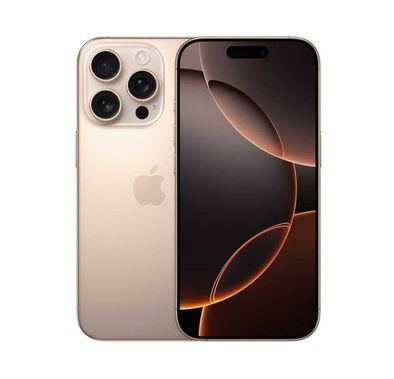 آبل آيفون 16 برو ماكس بسعة 512 جيجابايت، شاشة بحجم 6.9 بوصة، نوع موصل USB-C، معالج مركزي سداسي النواة، معالج رسومي سداسي النواة، تقنية شبكة 5G، مقاوم للرذاذ والماء والغبار، نسخة الشرق الأوسط - صحارى التيتانيوم.