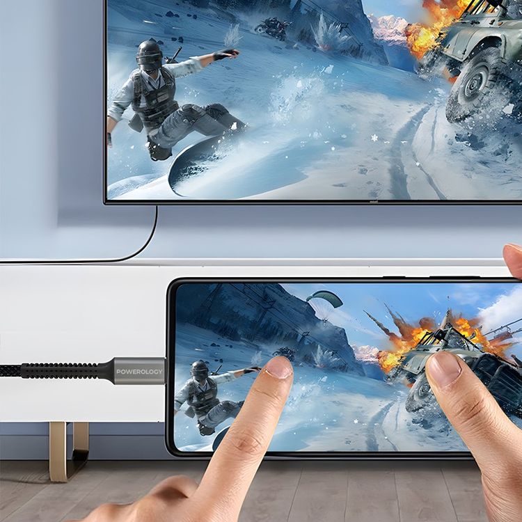 Powerology USB4 Braided USB-C to USB-C Cable, PD 240W, E-Marker Optimized Power Flow, 40Gbps Data Transfer, 1.5m Cable, Up to 8k Video Output, Powerful Laptop Charging, Aluminum Alloy Shell, High-Speed Charging Cable - Black