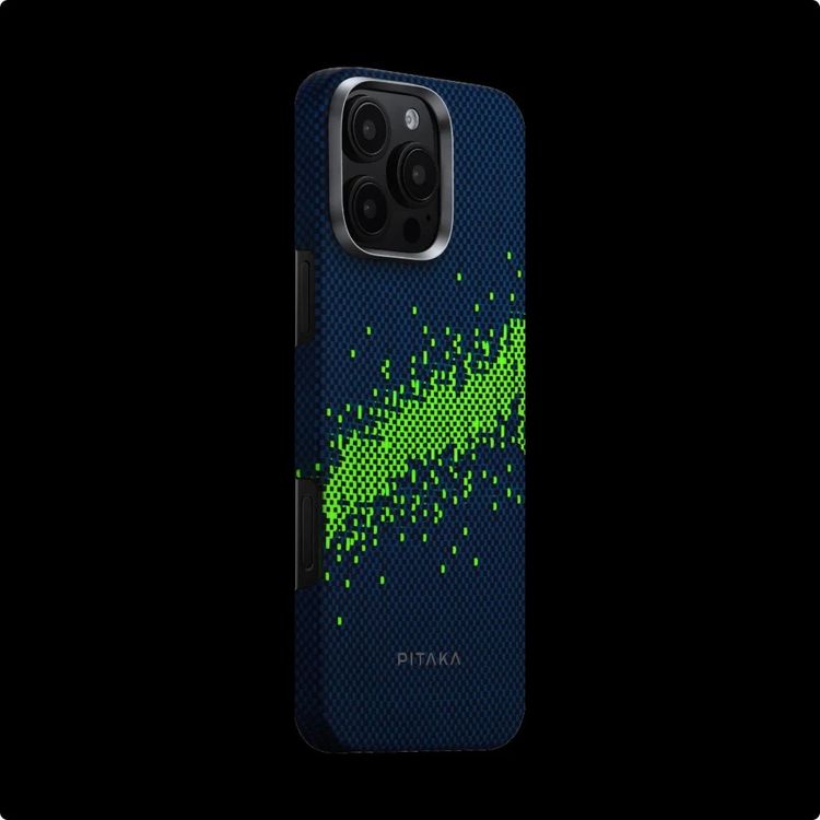Pitaka StarPeak Luminous Case for iPhone 16 Pro, Woven Touch, Ultra Slim, Raised Camera Lip, MagSafe Compatible - Milky Way Galaxy