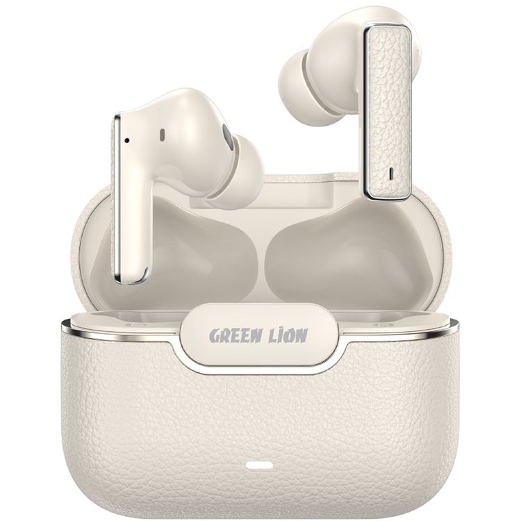 Green Lion River Plus True Wireless Earbuds with ANC + ENC Clarity, 2.4G Connector Included, Up to 7 Hours of Playtime, Smart in-Ear Detection, Bluetooth Version 5.4, -42dB Noise Reduction, 35 Hours Standby Time - Cream