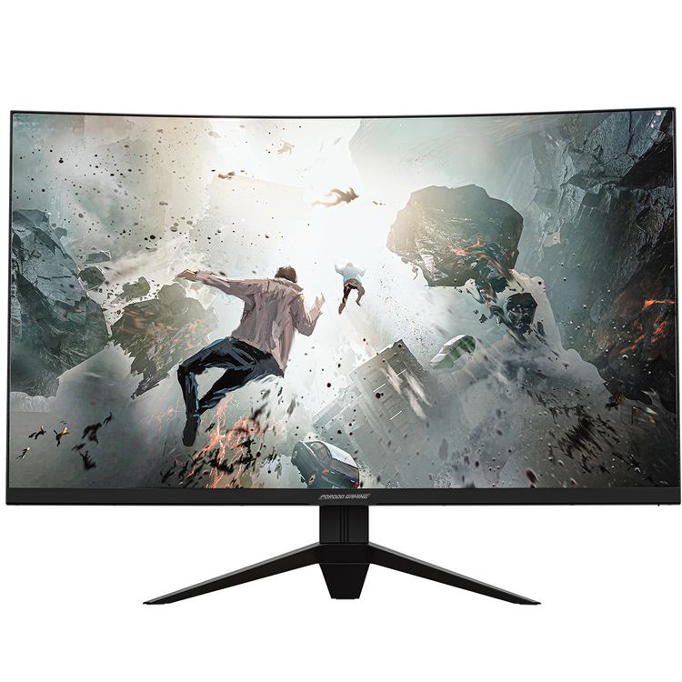 Porodo Gaming Wide Screen Gaming Monitor with 31.5" Diagonal Panel, Adjustable Rotating Stand, Anti-Glare Surface, RGB Lighting, 6.5ms Response Time - Black