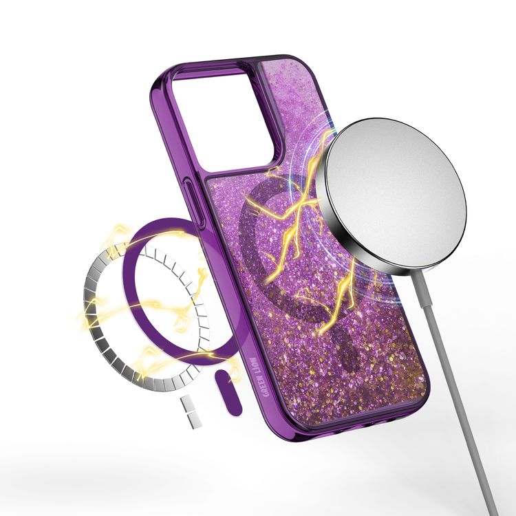 Green Lion Magnetic Happiness 3D Glitter Resin Case for iPhone 14 - Green