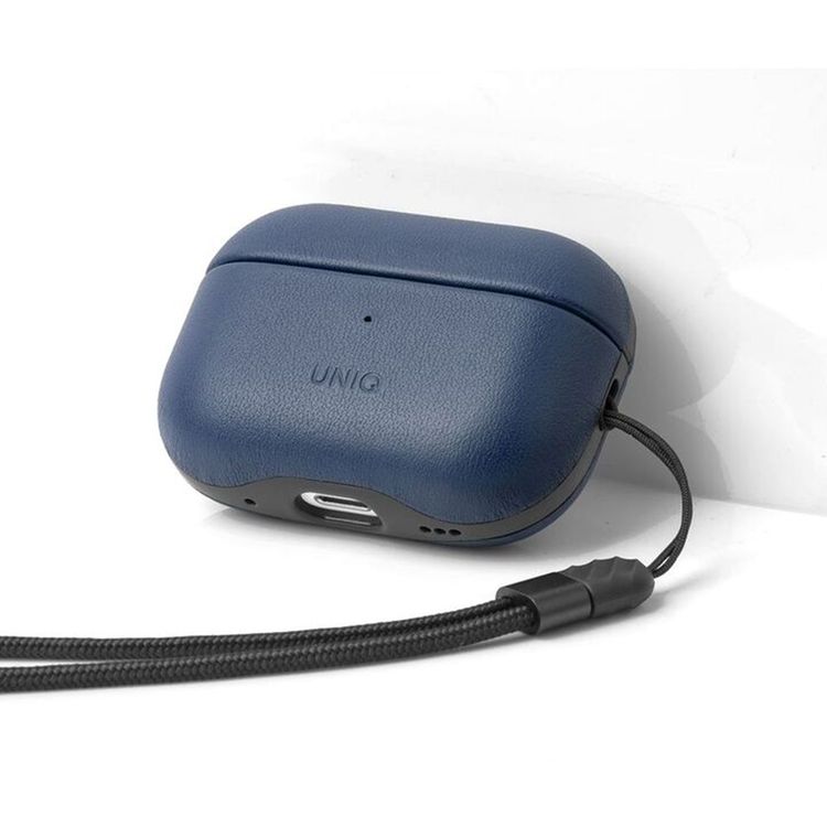 Uniq Terra Genuine Leather Case for AirPods Pro (1st Gen & 2nd Gen), Inner Microfiber Lining, Braided Wrist Strap, Wired and Wireless Charging