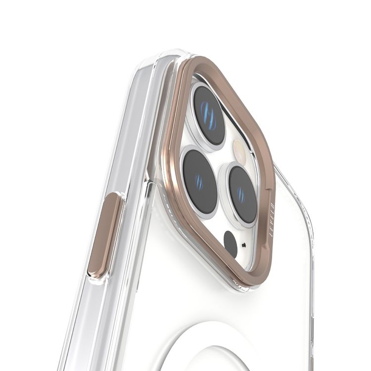 Levelo Morphix MagSafe Grip Case for iPhone 16 Pro Max, Impact Resistant Corners, Metal Camera Ring, Multi Functional Kickstand Premium Bayer TPU, Silicone Grip - Rose Gold Titanium