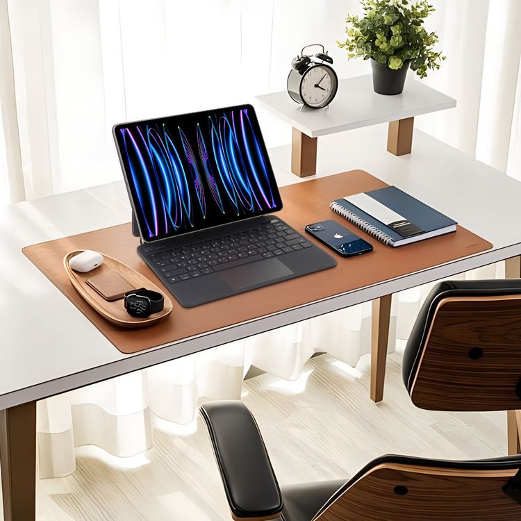 Levelo AeroBoard Saffanio Leather Wireless Keyboard for iPad Pro 12.9" & iPad Air 13" M3 (2025) with Multi-Gesture Trackpad, 300 Hours Standby Time, Up to 130° Adjustable Angle - Black