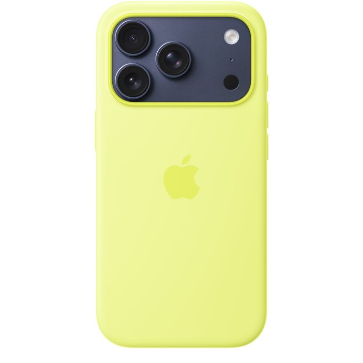 Apple iPhone 17 Pro Silicone Case with MagSafe, Anti-Scratch, Drop Protection, Soft Microfiber Lining, Built-in Powerful Magnets - Neon Yellow
