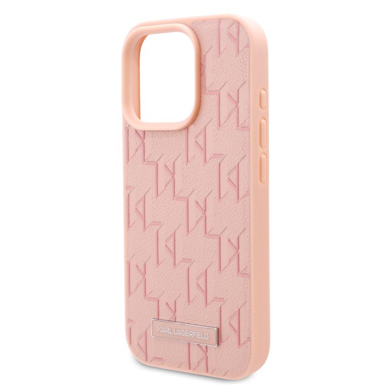 Karl Lagerfeld PU Hard Case for iPhone 16 Pro Max with Karl Lagerfeld Hot Stamp, Slim Profile, Lightweight, Sustainable Packaging, Comfortable Grip, Easy Snap-on  - Pink
