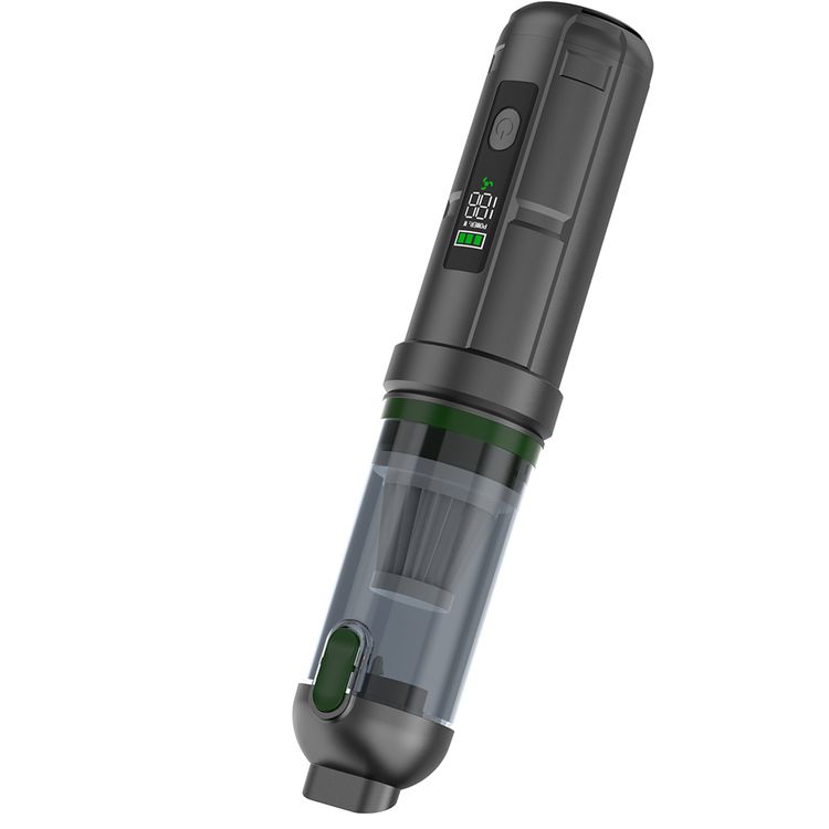 Green Lion GLV-15 Vacuum Cleaner with 100W Rated  Power, Digital Display, 3 Speed Levels, DC Brushless Motor, 200mL Dust Capacity, 6000mAh Battery Capacity, USB-C Charging Port, Home Cleaning, Car Maintenance, Electronics Cleanup, 15kPa High Suction - Gray