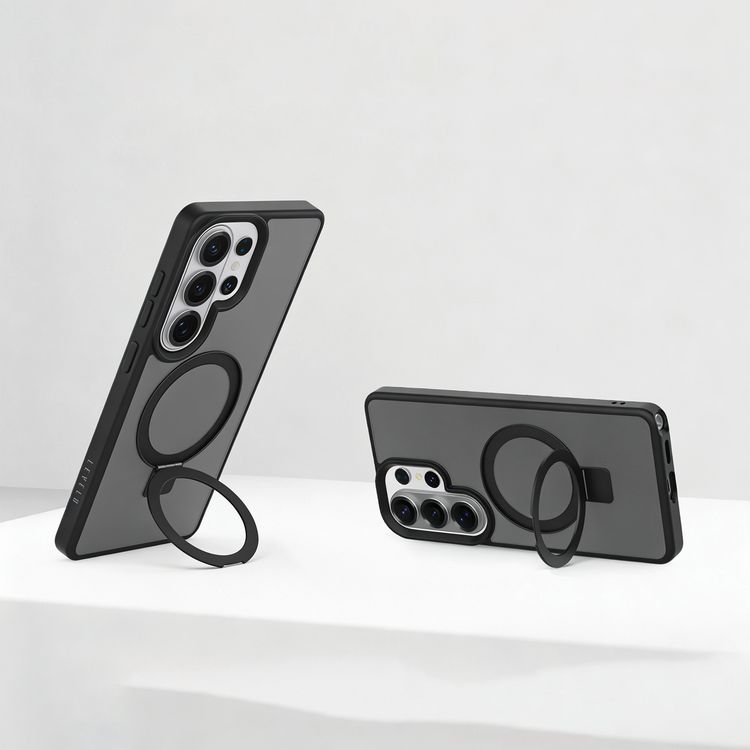 Levelo Verona MagSafe Kickstand Hybrid Case for Samsung S26 Ultra, Shock-Resistant Bumper, Multi-Functional Ring Kickstand, Drop protection - Black