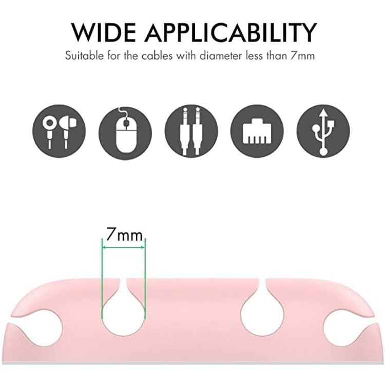 Ahastyle Silicone Multipurpose Cable  Clips/Organizers Desktop Organizer Collection - Pink