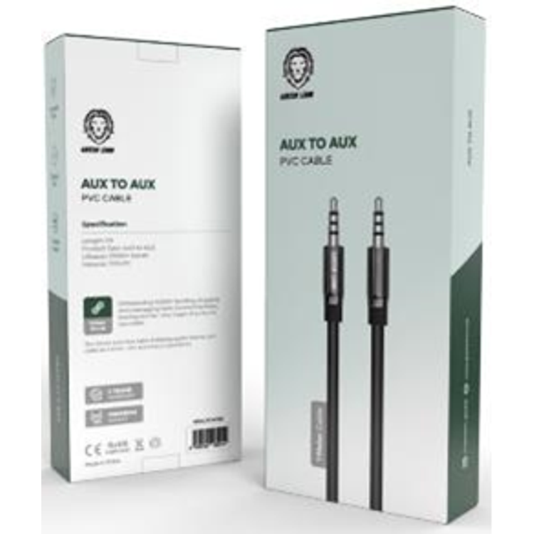 Green Lion AUX To AUX PVC Cable(1m) - Black - 1M