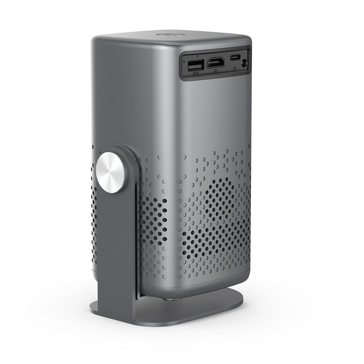 Porodo Lifestyle Gobo Portable Air Projector with Adjustable Screen Size, 2 Hours Playtime, 150 ANSI Lumens, 35” – 150” Adjustable Screen Size, Over Temperature Protection, Media Player, Air Projection, 1080P Full HD, 2 Hours Working Time - Gray