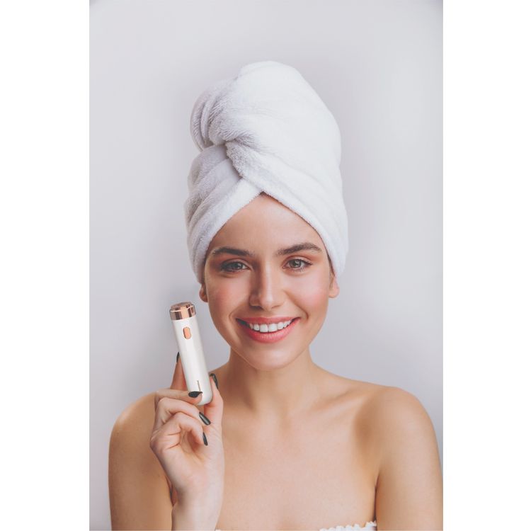 Porodo Electric Facial Hair Epilator with 360° LED Light, 8500RPM Motor Speed, Up to 60 Minutes Working Time, USB-C Charging Port, 1.5W Rated Power, 350mAh Battery - White