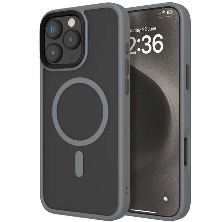 Levelo MagSafe Matte Solo Case for iPhone 16 Pro Max with Impact-Resistant Corners, 3H Scratch Resistance, Matte TPU Bumper, Lightweight & Hybrid Design - Gray 