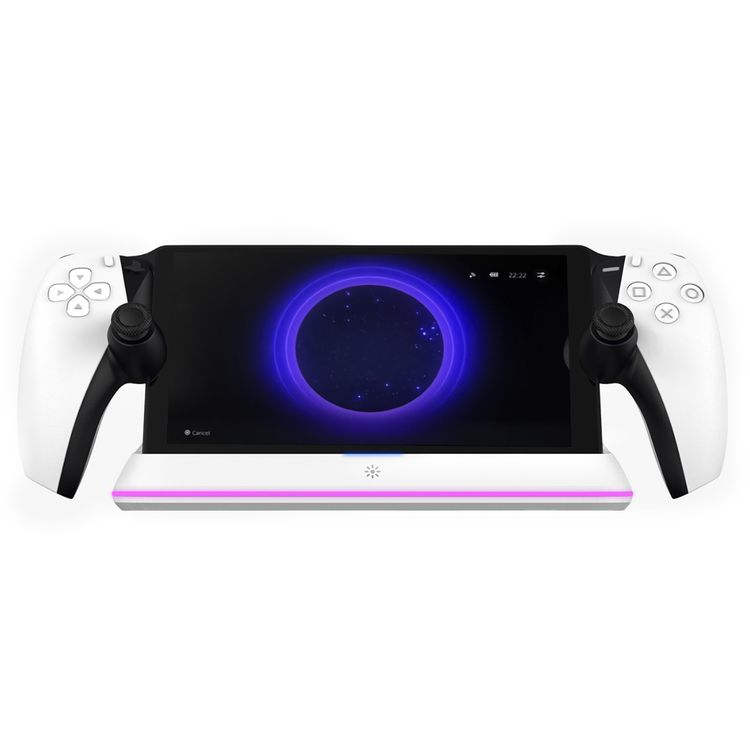 Porodo Gaming PlayStation Portal Charging Dock with Anti Slip Base, Built-in Safeguard, ABS Material, RGB Light - White 