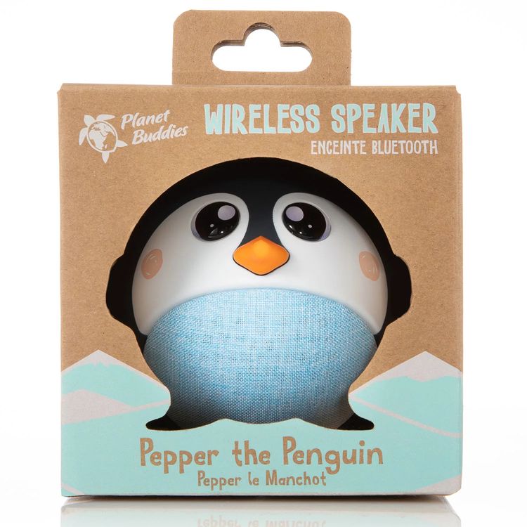 Planet Buddies Cute Little Penguin Portable Wireless Bluetooth Speaker w/ Built-in Microphone - Hands-free Calling - 4-Hours Playtime - Multi Speaker Pairing Unique Design - Black