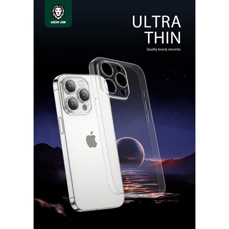 Green Lion Ultra-Thin Case with Camera Protection for iPhone 14 Pro Max ( 6.7  ) - Clear - صافي