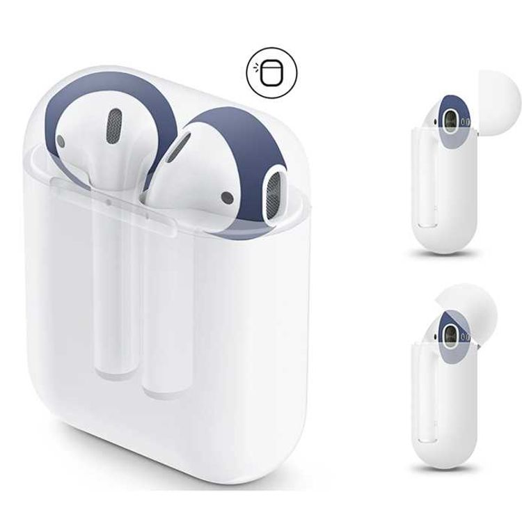Elago Secure Fit 2 Pairs Cover For Apple Airpods 1/2 Generation, Flip the Secure Fits, hassle-free cover, Jean Indigo/Peach