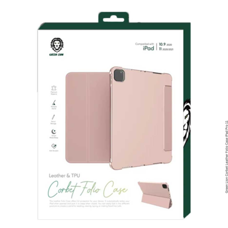 Green Lion Corbet Leather Folio Case for iPad Pro 12.9  2021 - Pink