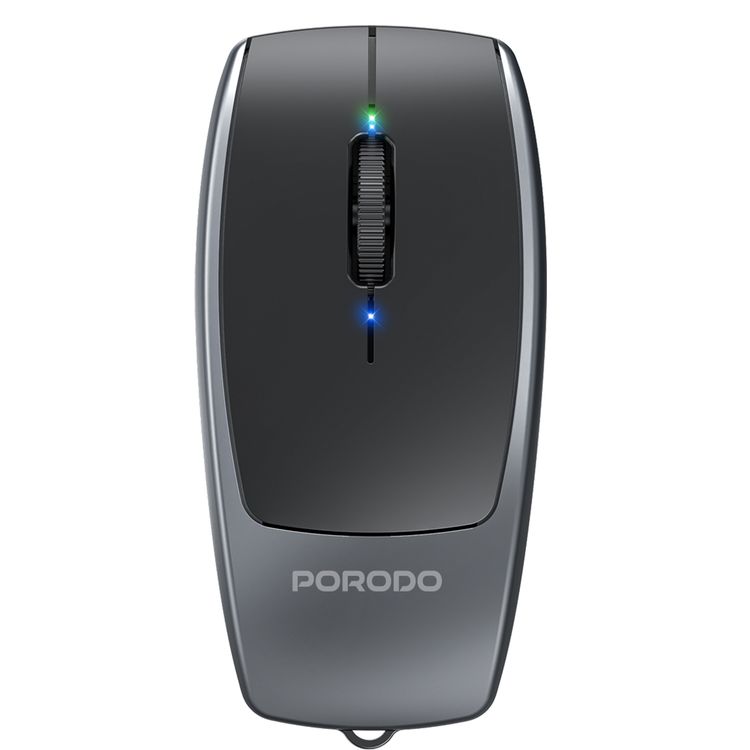 Porodo 1600DPI Wireless Mouse with Card Reader, 120mAh Battery, ABS Material, Bluetooth Version 5.1, 10m Working Distance, Silent Efficient Performance, Plug & Play - Black
