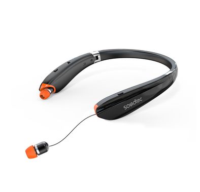 Porodo Soundtec Echo Flex Retractable ENC Neckband with Folding Design, Crystal Clear Audio, High Clarity Mic, Bluetooth V5.2, Multi Point Connection - Black 