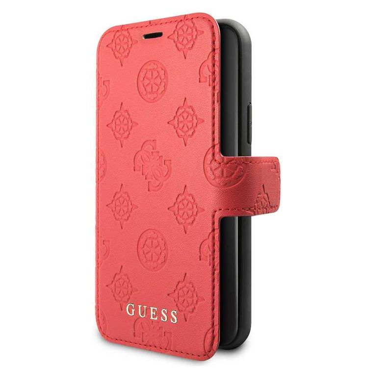 CG MOBILE Guess 4G Peony Booktype PU Leather Phone Case Compatible for iPhone 11 (6.1") Mobile Case with Card Holder Inside Officially Licensed - Red