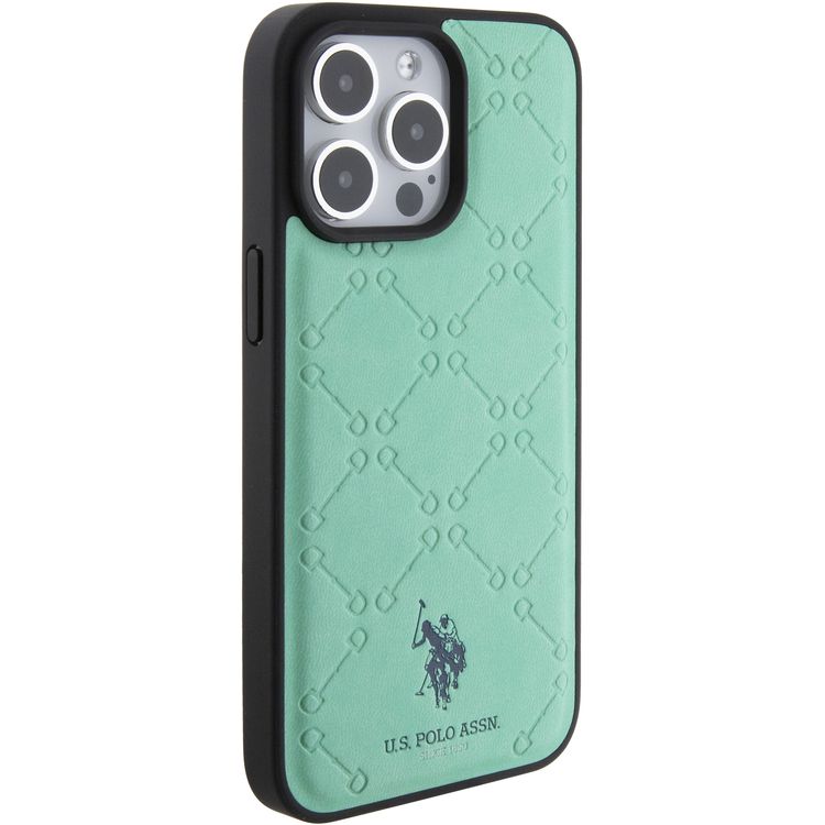 U.S.Polo Assn. PU Leather HS Pattern Case for iPhone 15 Series - Green - iPhone 15 Pro Max