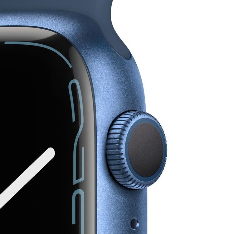 Apple Watch Series 7 ]GPS + Cellular 41mm] مع هيكل أزرق من الألومنيوم وسوار رياضي باللون الأزرق Abyss Blue