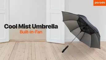 Porodo Lifestyle Cool Mist Umbrella Built-in-Fan and Hydrating Mist, 4h Working Time, UV Coating Fabric, Type-C Charging Port, 2600mAh Battery Capacity
