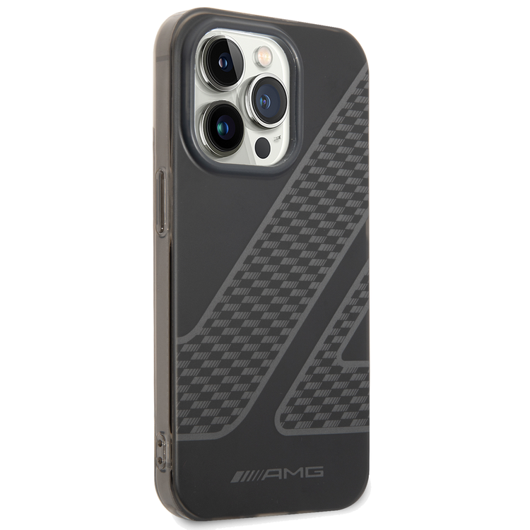 AMG Frosted PC Case - Checkered Pattern, Bumper Protection iPhone 14 Pro Compatibility - Black