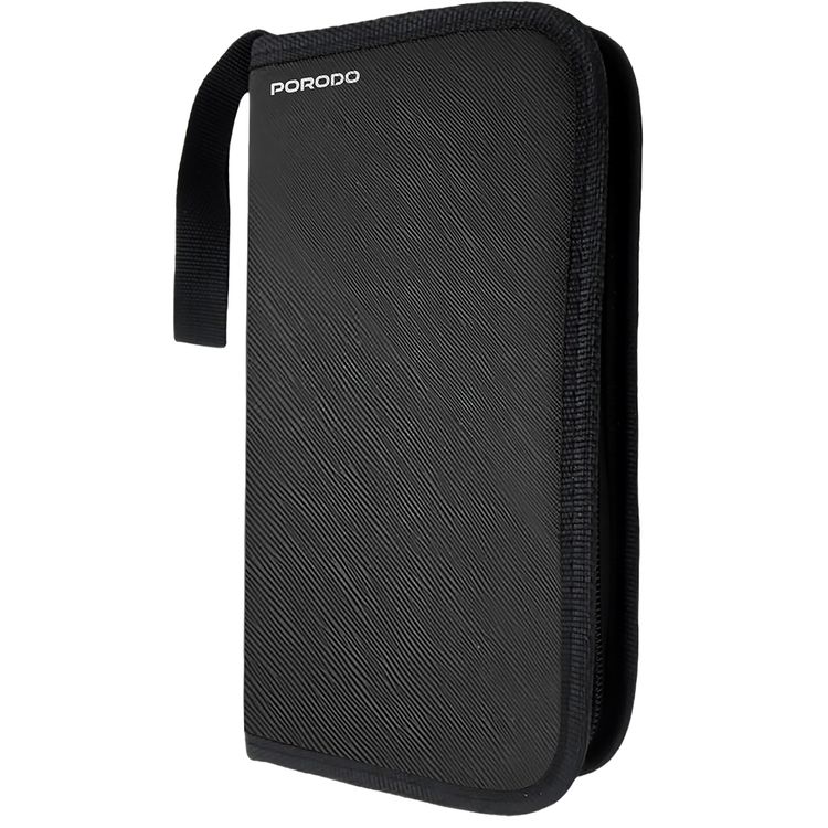 Porodo 16-in-1  Portable Nail Clipper Set for Manicure and Pedicure with High-Precision Tools, Portable and Lightweight, Multi-Use Functionality, Ergonomic Design - Black