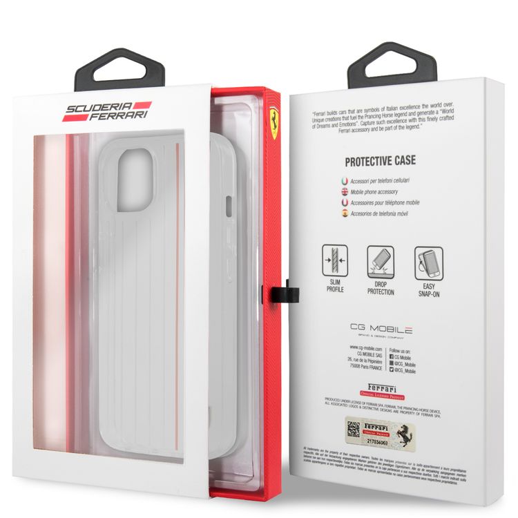 CG MOBILE Ferrari PC/TPU Hard Case with 3D Lines Contrasted Compatible for iPhone 13 Mini (5.4") Anti-Scratch, Easy Access to All Ports