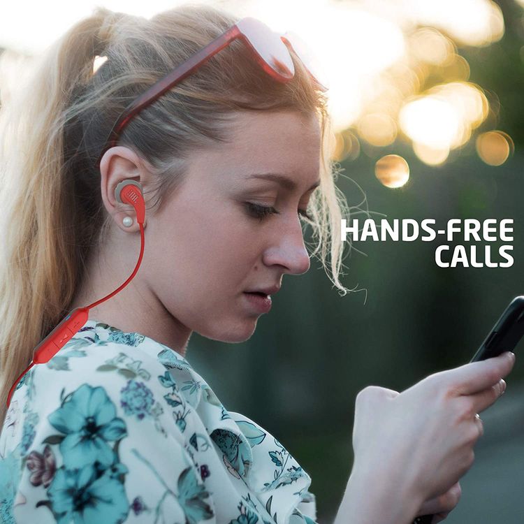 JBL Endurance Run BT Sweat Proof Wireless in-Ear Sport Headphones, Wireless Bluetooth Streaming Flip Hook Design, IPX5 Sweatproof, Hands-free Calling - Red