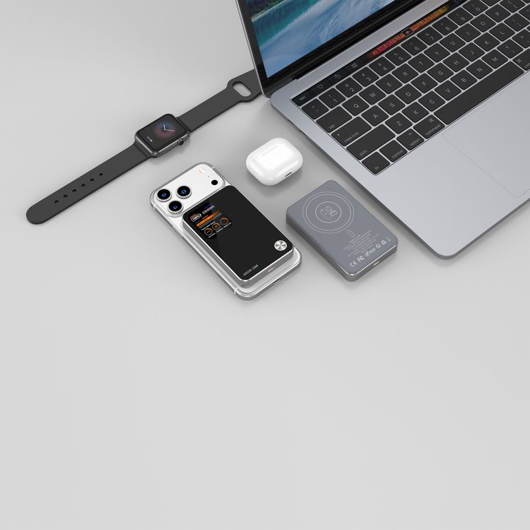 Green Lion G-Mag 3-in-1 Power Bank with 5000mAh Capacity, MagSafe Compatibility, PD 20W Fast Charge, Aluminum Alloy Shell, USB-C Input & Output Port, Ultra-Slim Design, Built-in Safeguards, Real-Time Power Display, Durable Aluminum Alloy + ABS + PC Material - Black