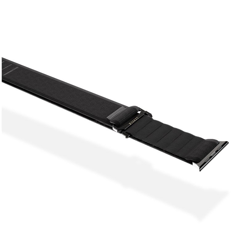 Levelo Malo Nylon Watch Strap with Unique Woven Structure, Sweat & Water Resistant, Lightweight Nylon, Adjustable Strap Fit, Quick Strap Setup, Adjustable G-Buckle Closure Type, 135mm – 210mm Fit Size Range, Compatible with Apple Watch 49mm / 46mm / 45mm / 44mm / 42mmm - Black