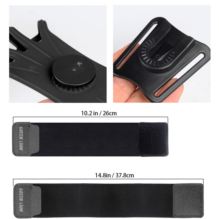 Green Lion Detachable Sports Armband (4" - 6.8") with Adjustable Elastic Band, 360 Degree Rotation Flexible Operation, Comfortable & Breathable to Wear - Black
