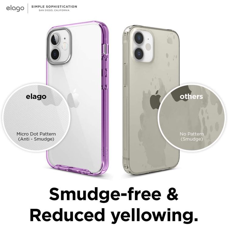 Elago Hybrid Case Compatible for iPhone 12/12 Pro (6.1"), Shock Absorbing Case Suitable Wireless Charging, Screen & Camera Protection - Lavender