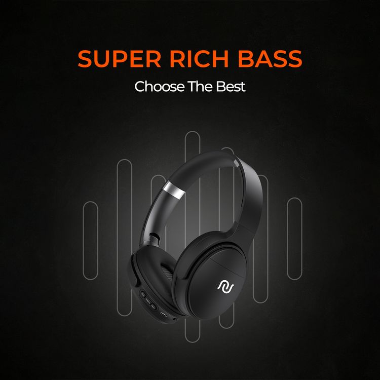 Porodo Soundtec Limited Wireless Headphones with AUX & Bluetooth Connections, Built-in Micro SD Slot & Microphone, Up to 10 Hours Working Time, 250mAh Battery Capacity, Control Buttons, Two-Device Connection - Black