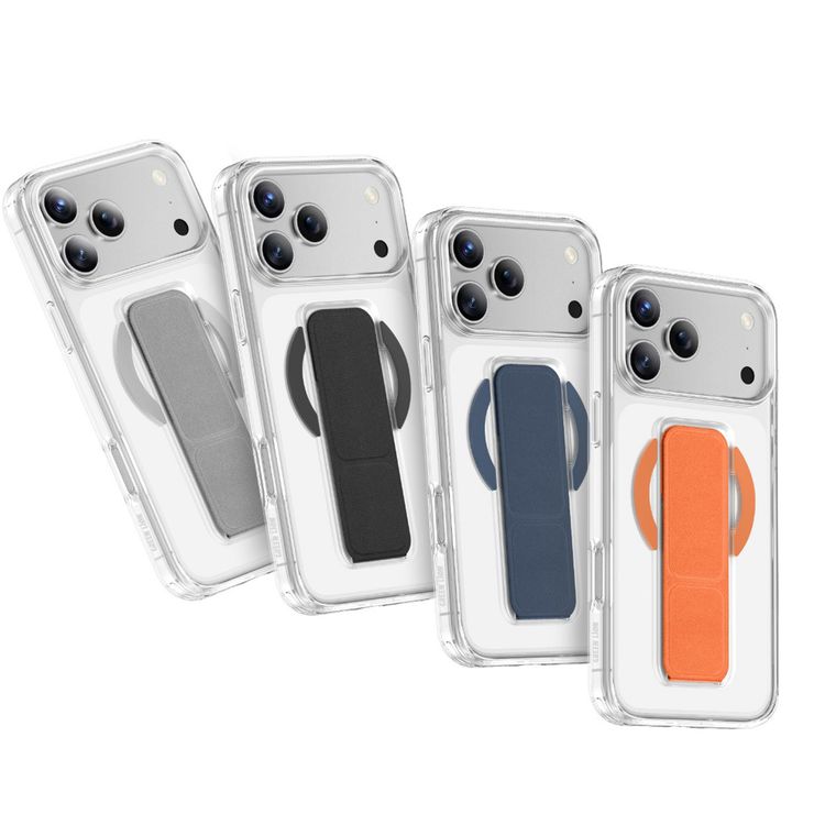 Green Lion MagSafe Leather Grip Case for iPhone 17 Pro, Crystal Clear, Scratch Resistance, Leather Grip Strap, Strong Magnets, Military Grade Protection - Orange Titanium