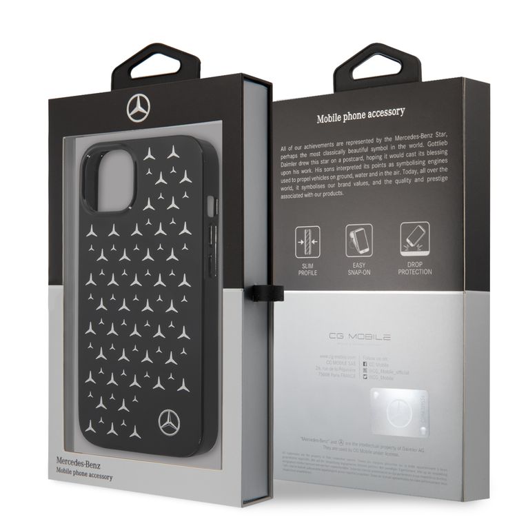 CG MOBILE Mercedes Benz PC/TPU Case with Electroplated Stars Pattern Compatible for iPhone 13 (6.1") Anti-Scratch, Easy Access to All Ports, Drop Protection